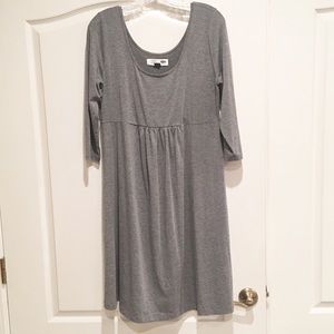 Gray Babydoll 3/4 sleeve midi maternity dress